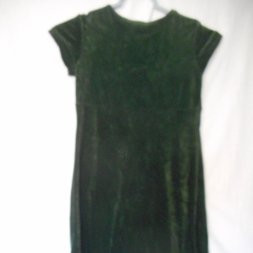 Green Velour dress with detachable necklace - Picture 6 of 7